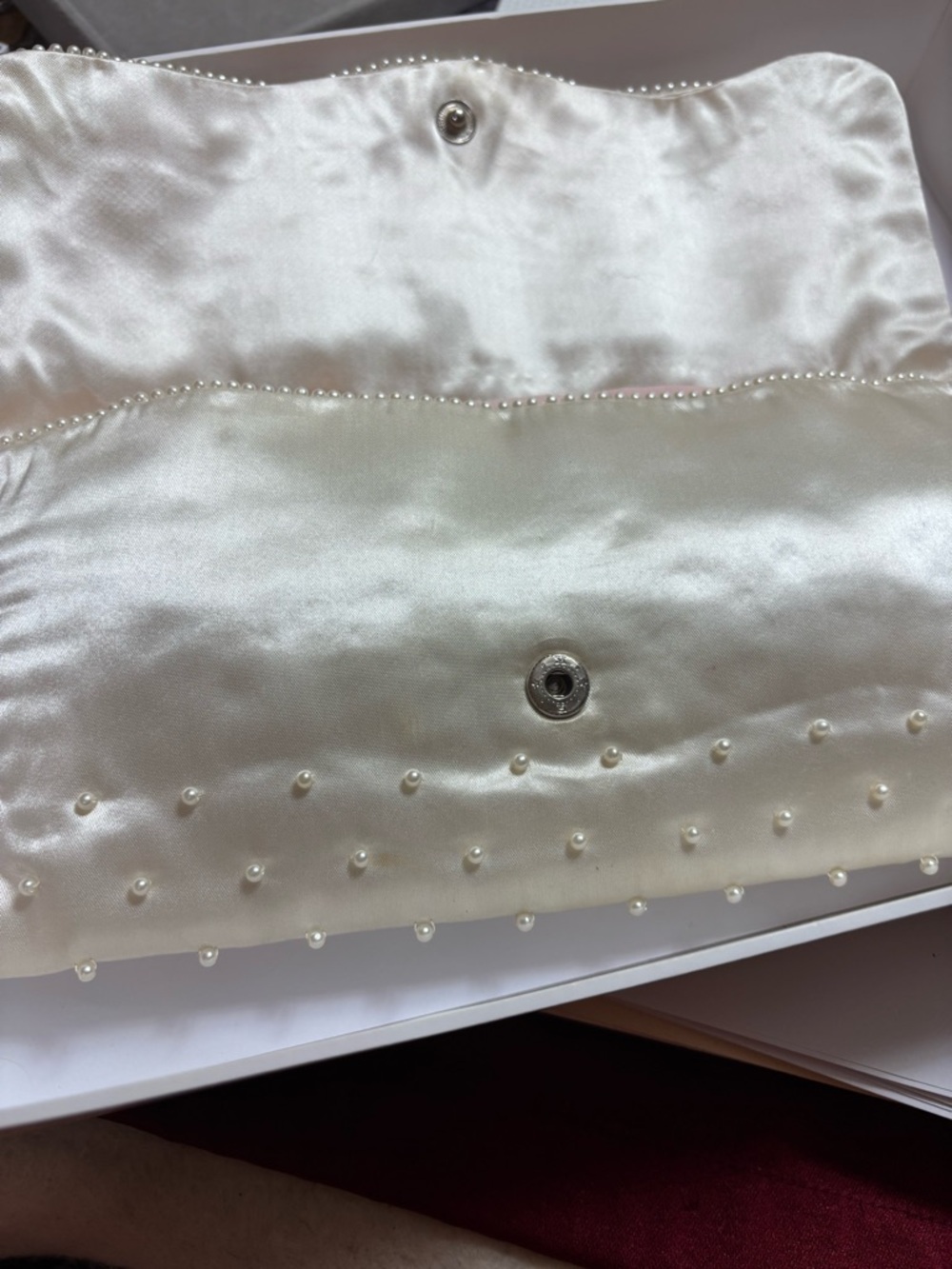 VTG - 1998 Wedding Pearl Clutch Purse 10”x5” - Picture 5 of 8